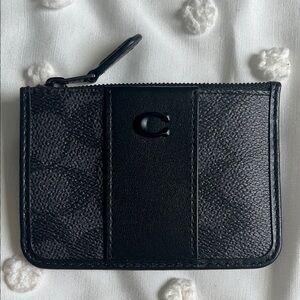 Coach all black mini skinny id keychain